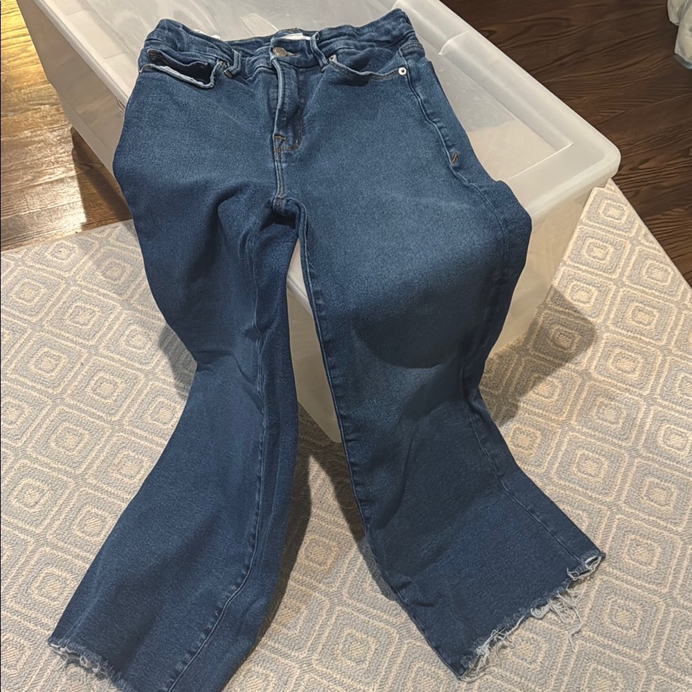 Good American Blue Flare Wide Leg Jeans